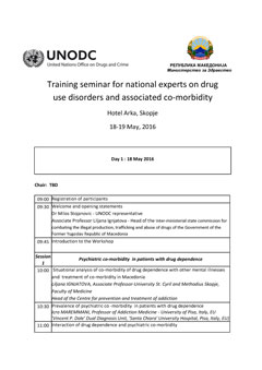 Training seminar for national experts on drug use disorders and associated co-morbidity